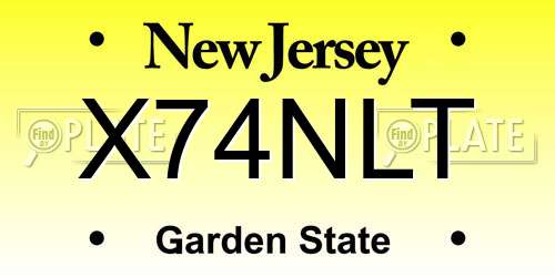 X74NLT New Jersey License Plate