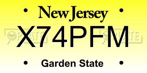 X74PFM New Jersey License Plate
