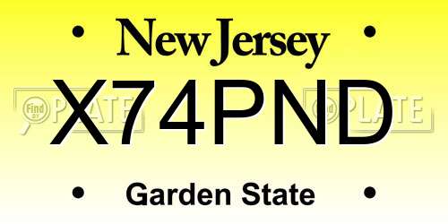 X74PND New Jersey License Plate