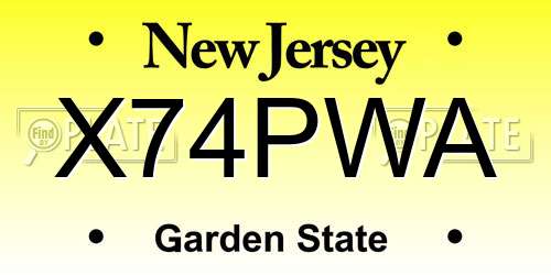 X74PWA New Jersey License Plate