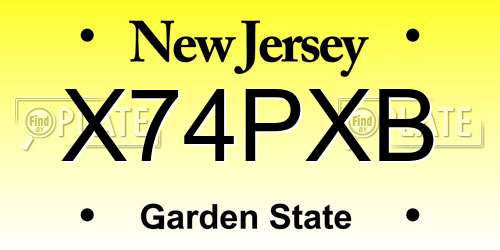 X74PXB New Jersey License Plate