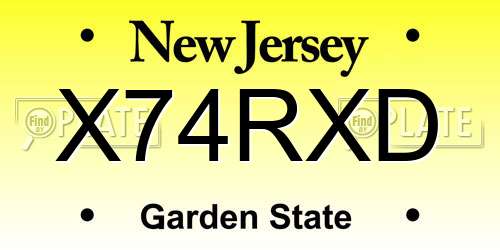 X74RXD New Jersey License Plate