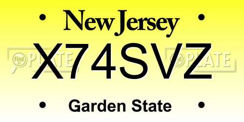 X74SVZ New Jersey License Plate
