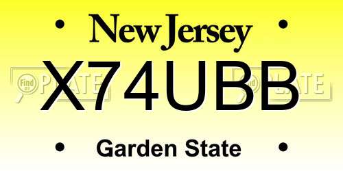 X74UBB New Jersey License Plate