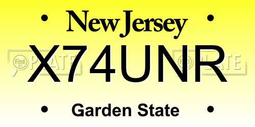 X74UNR New Jersey License Plate