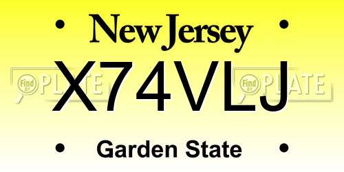 X74VLJ New Jersey License Plate