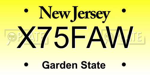 X75FAW New Jersey License Plate