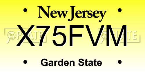 X75FVM New Jersey License Plate