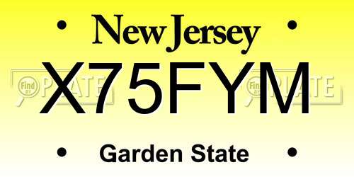X75FYM New Jersey License Plate