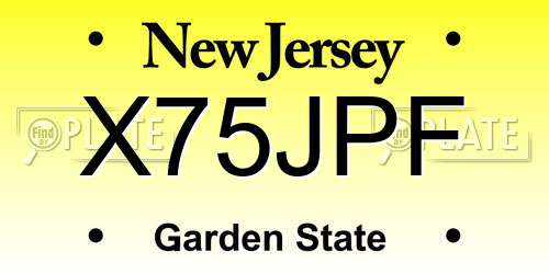 X75JPF New Jersey License Plate