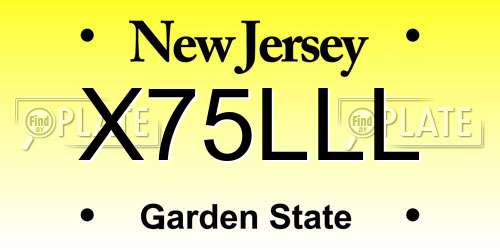 X75LLL New Jersey License Plate
