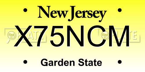 X75NCM New Jersey License Plate