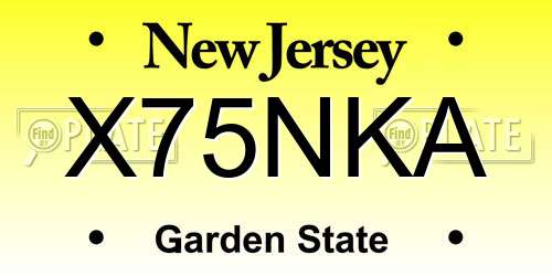 X75NKA New Jersey License Plate