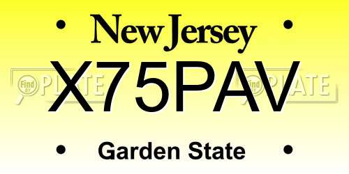 X75PAV New Jersey License Plate