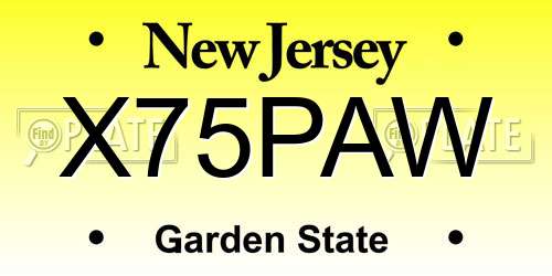 X75PAW New Jersey License Plate