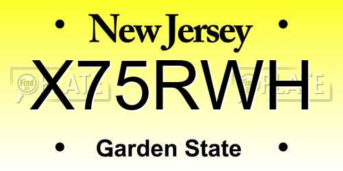 X75RWH New Jersey License Plate