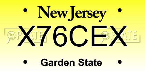 X76CEX New Jersey License Plate