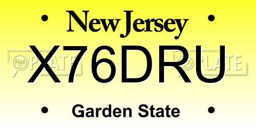 X76DRU New Jersey License Plate