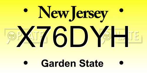 X76DYH New Jersey License Plate