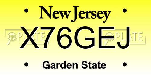 X76GEJ New Jersey License Plate