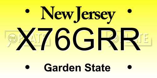 X76GRR New Jersey License Plate