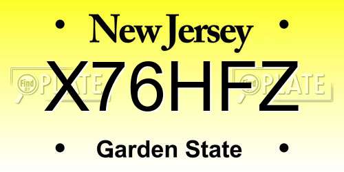 X76HFZ New Jersey License Plate