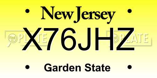 X76JHZ New Jersey License Plate