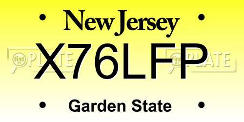 X76LFP New Jersey License Plate