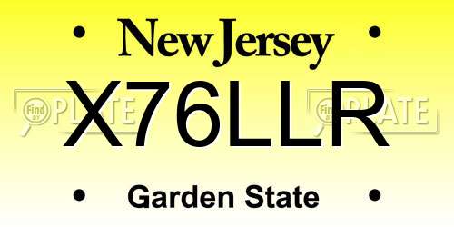 X76LLR New Jersey License Plate