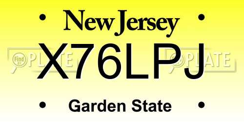 X76LPJ New Jersey License Plate