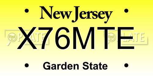 X76MTE New Jersey License Plate