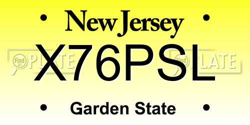 X76PSL New Jersey License Plate