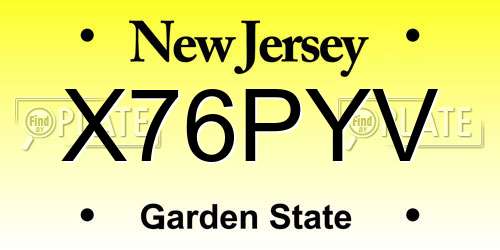 X76PYV New Jersey License Plate