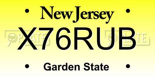 X76RUB New Jersey License Plate