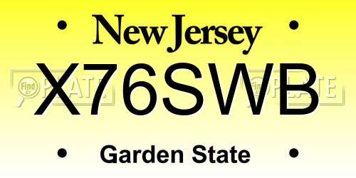 X76SWB New Jersey License Plate
