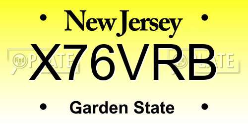 X76VRB New Jersey License Plate