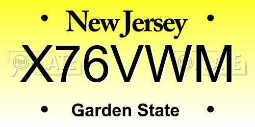 X76VWM New Jersey License Plate