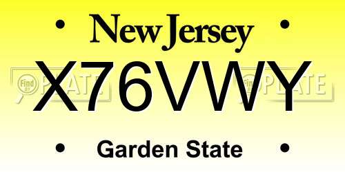 X76VWY New Jersey License Plate