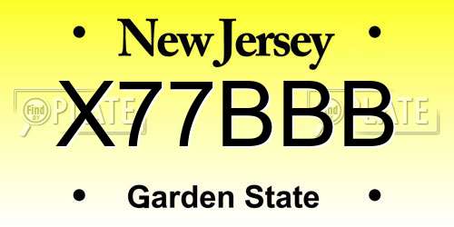 X77BBB New Jersey License Plate