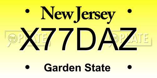 X77DAZ New Jersey License Plate