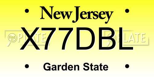 X77DBL New Jersey License Plate