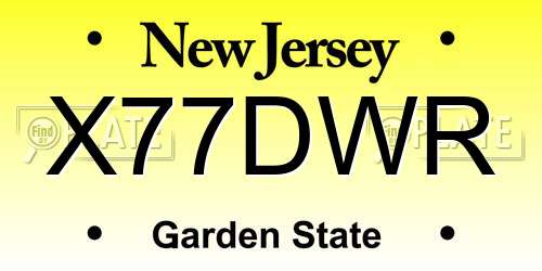 X77DWR New Jersey License Plate