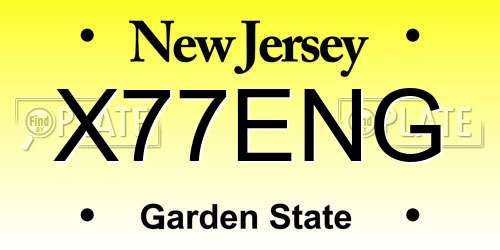 X77ENG New Jersey License Plate