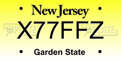 X77FFZ New Jersey License Plate