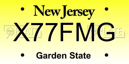 X77FMG New Jersey License Plate
