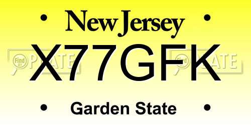 X77GFK New Jersey License Plate