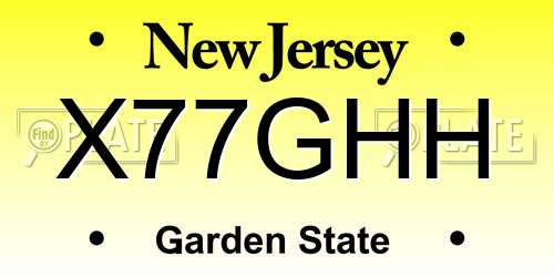 X77GHH New Jersey License Plate