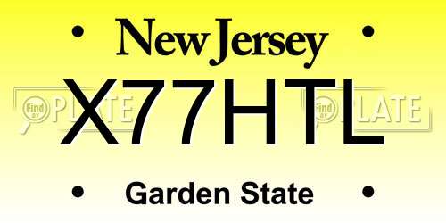 X77HTL New Jersey License Plate