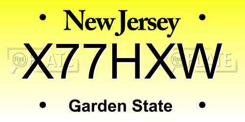 X77HXW New Jersey License Plate