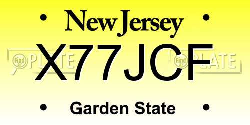 X77JCF New Jersey License Plate